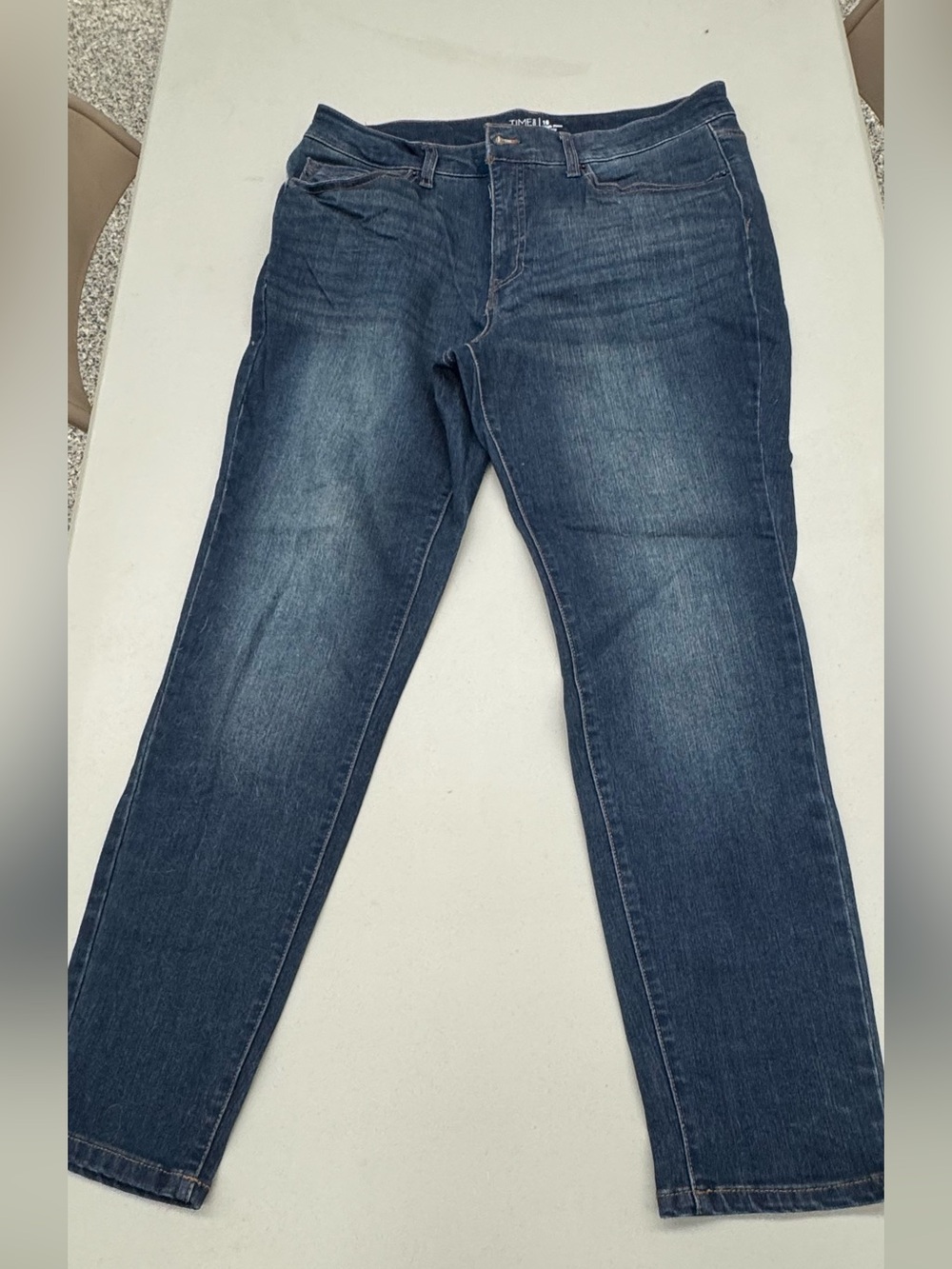 Time and Tru Women's High Rise Skinny Jeans in Dark Blue Wash